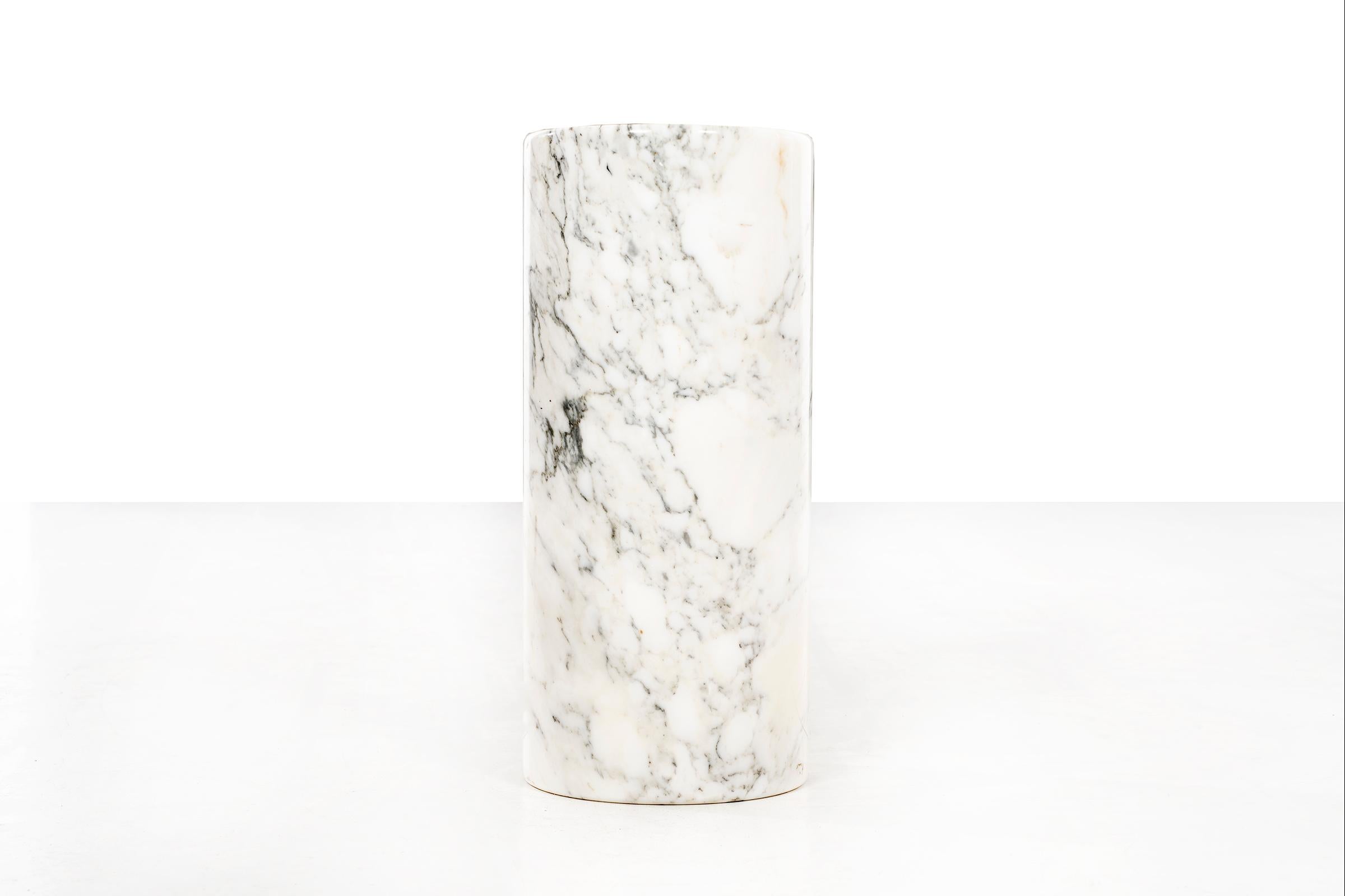 Hugh Acton Custom planter, solid Carrera marble with carved concave top.
Polished Carrera marble.
Signed on underside [acton].

 