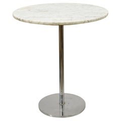 Hugh Acton Round Marble Top Chrome Lollipop Cocktail Occasional Side Table