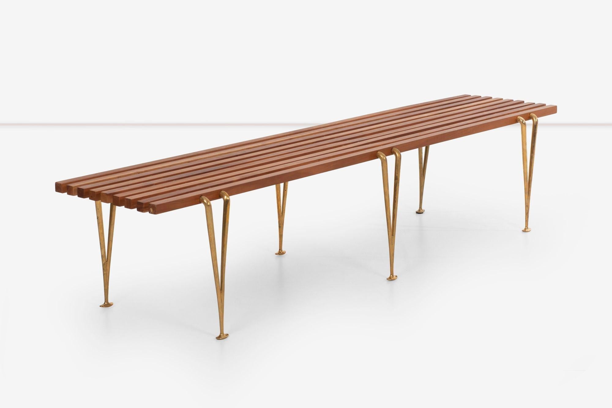 Mid-Century Modern Hugh Acton Slat Bench