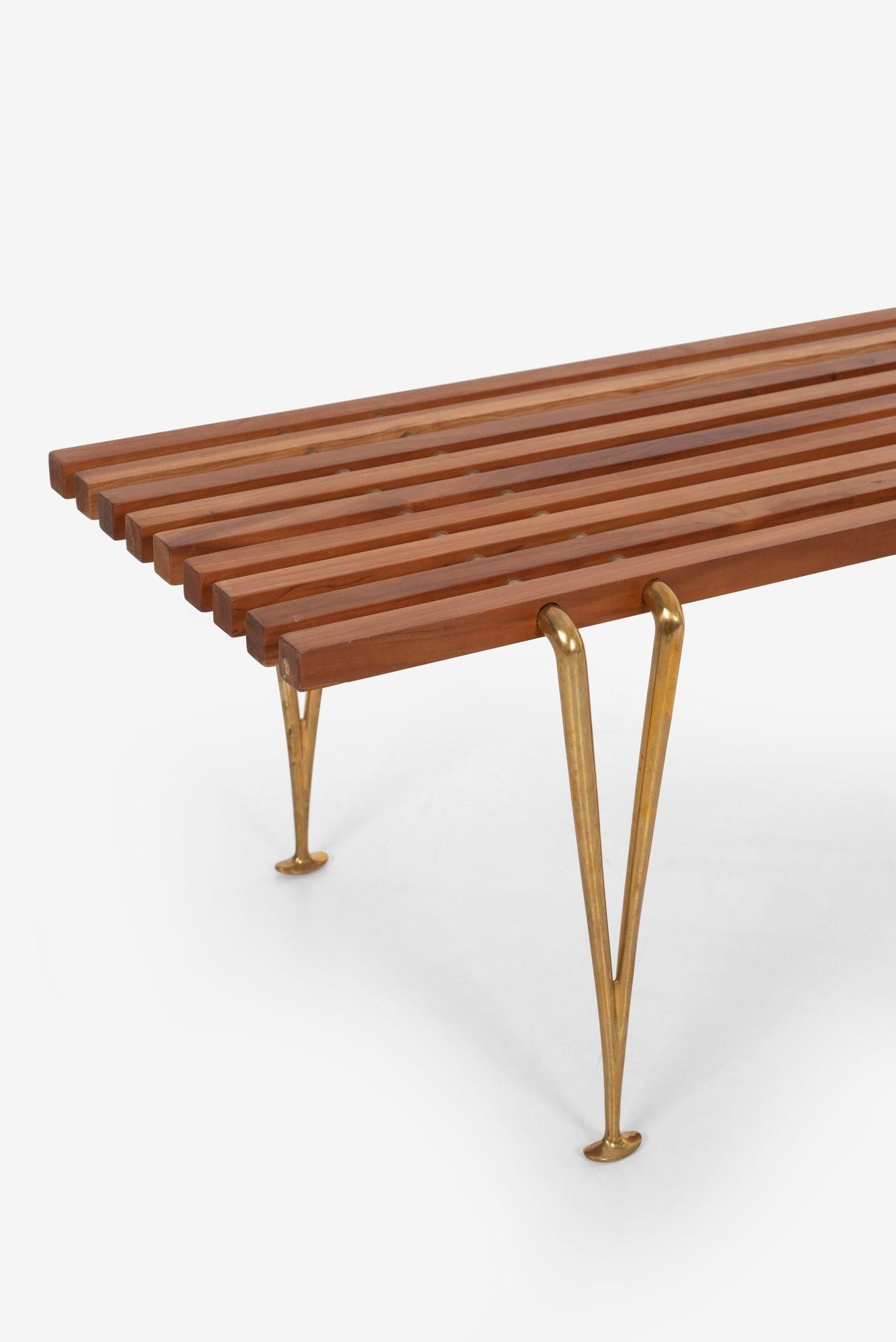Hugh Acton Slat Bench In Good Condition For Sale In Chicago, IL