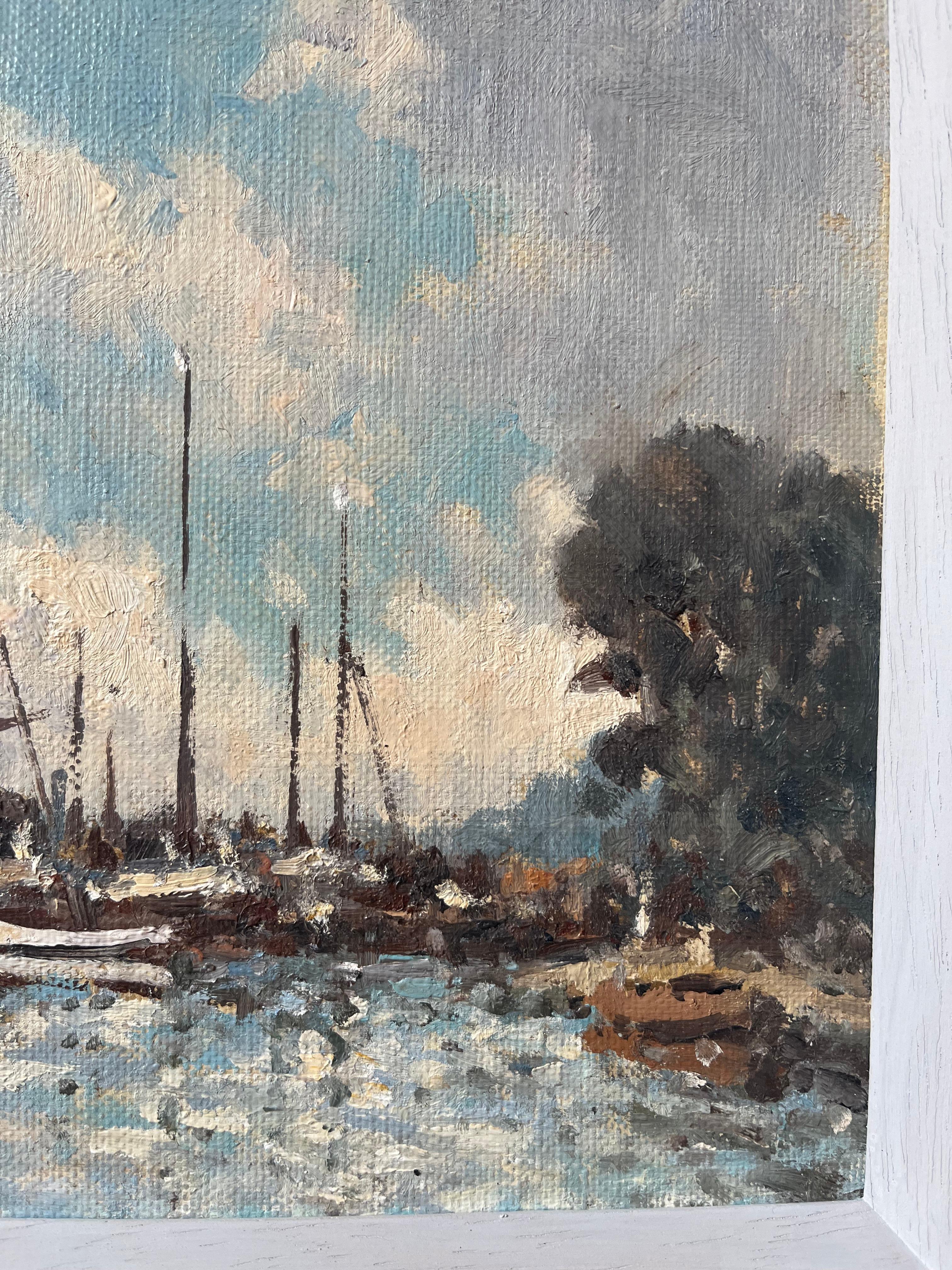 Hugh Boycott Brown, Impressionist view of boats at Pin Mill. Suffolk For Sale 11