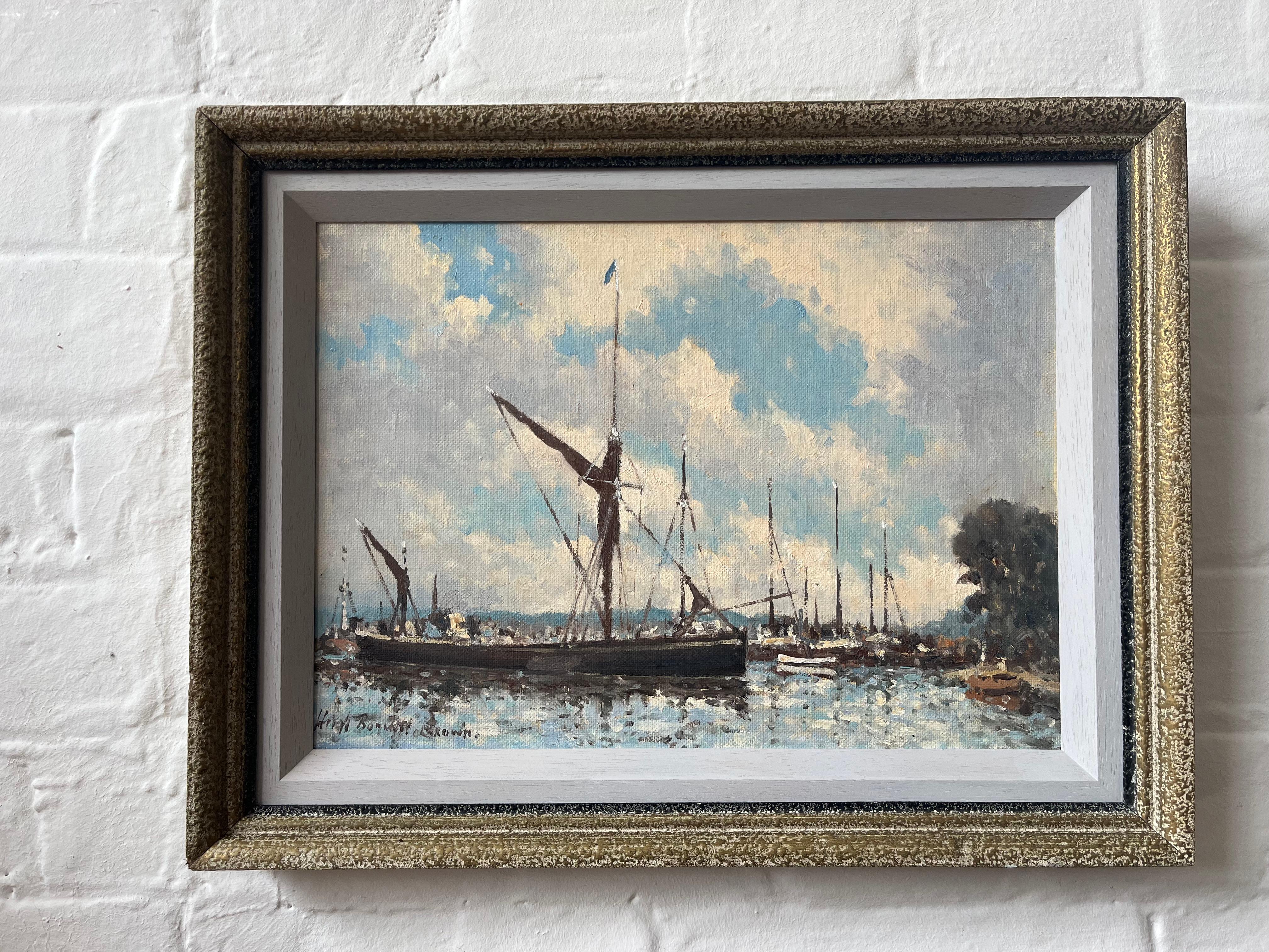 Hugh Boycott Brown, Impressionist view of boats at Pin Mill. Suffolk For Sale 13