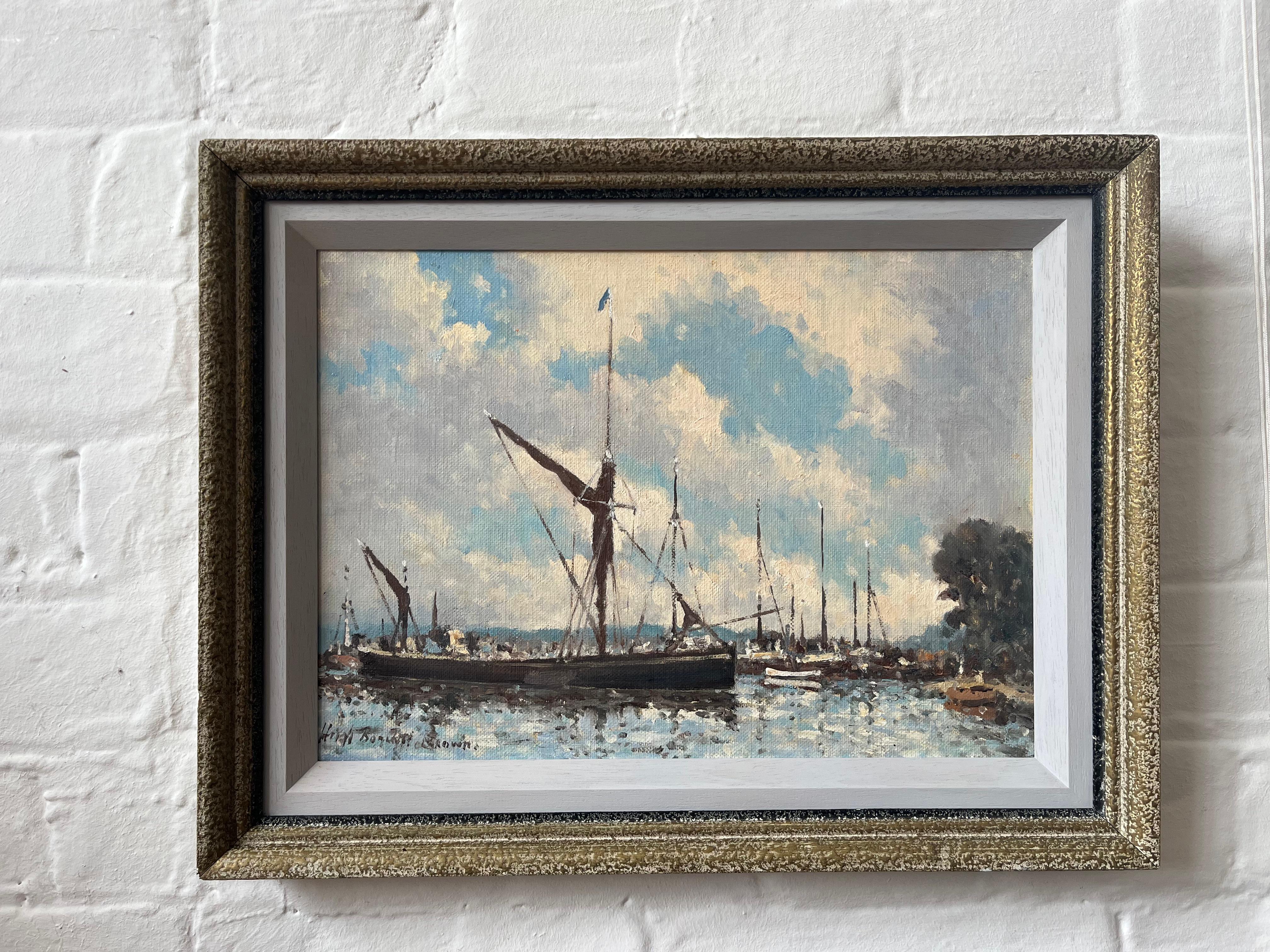 Hugh Boycott Brown, Impressionist view of boats at Pin Mill. Suffolk For Sale 3