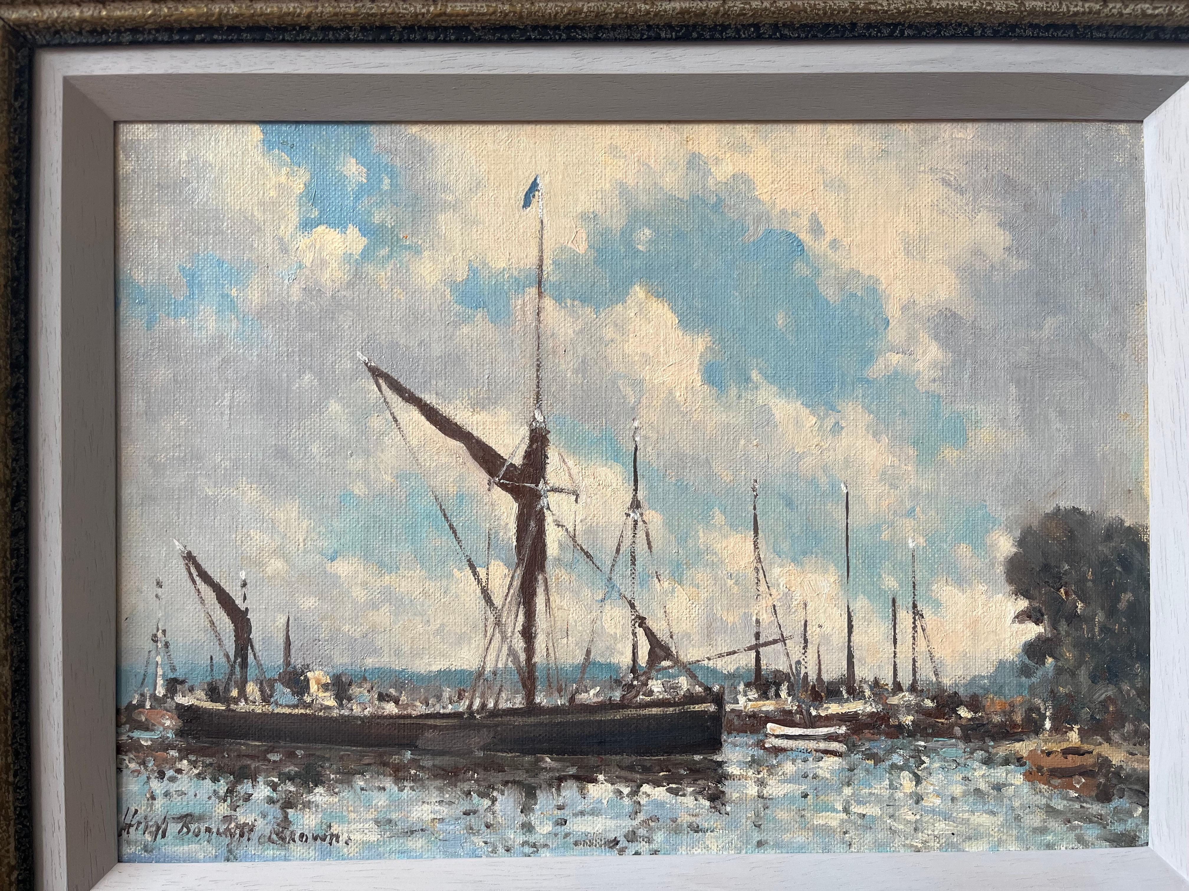 Hugh Boycott Brown, Impressionist view of boats at Pin Mill. Suffolk For Sale 7