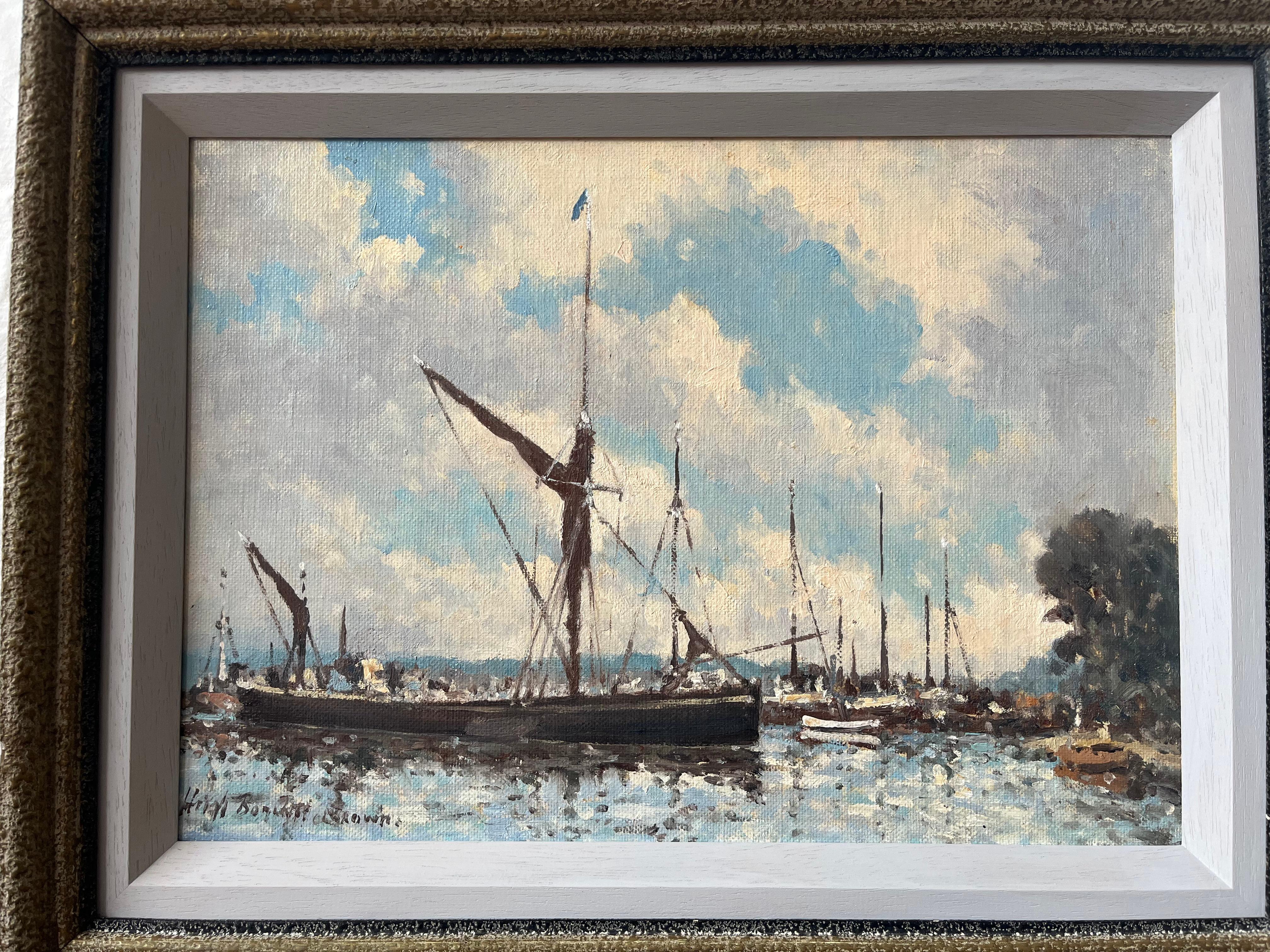 Hugh Boycott Brown, Impressionist view of boats at Pin Mill. Suffolk For Sale 8