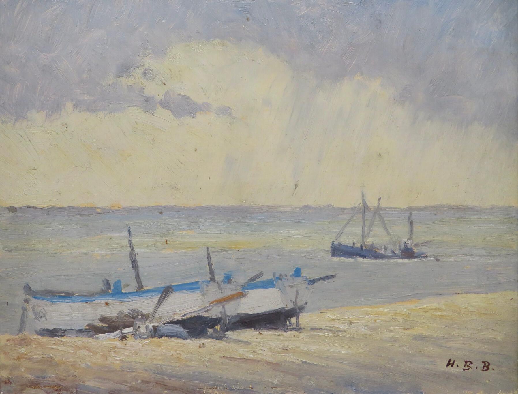 ARTIST: Hugh Boycott Brown RSMA (1909-1990) British
TITLE: “Aldeburgh Suffolk”
SIGNED: lower right
MEDIUM: oil on board
SIZE: 38cm x 33cm inc frame
CONDITION: very good
DETAIL: Painter and teacher, born in Bushey, Hertfordshire, where his father