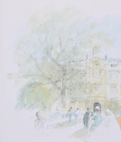 Clare College, Cambridge lithograph by Hugh Casson