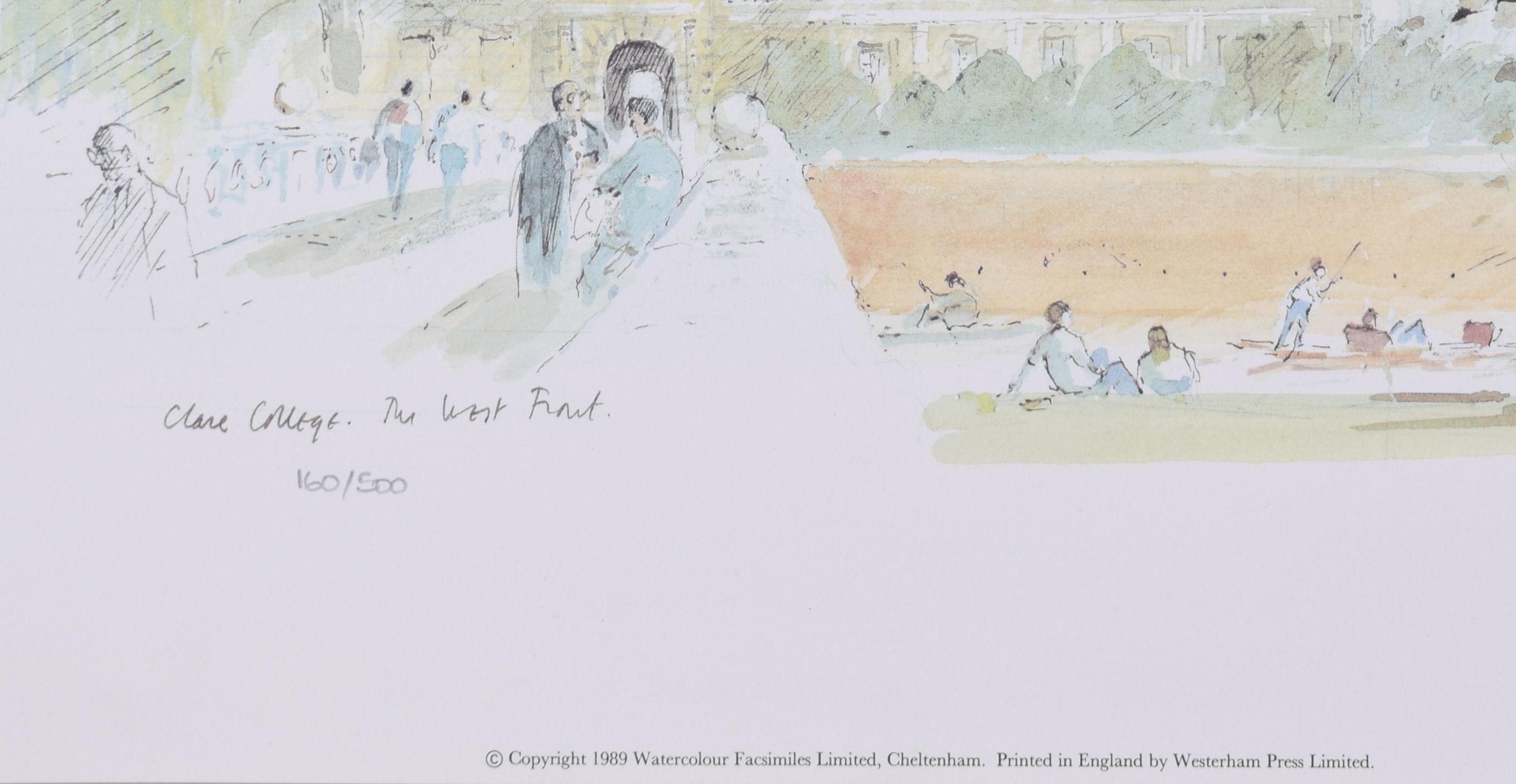 Clare College, Cambridge lithograph by Hugh Casson For Sale 1