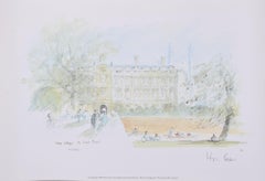 Lithographie de Hugh Casson pour Clare College, Cambridge