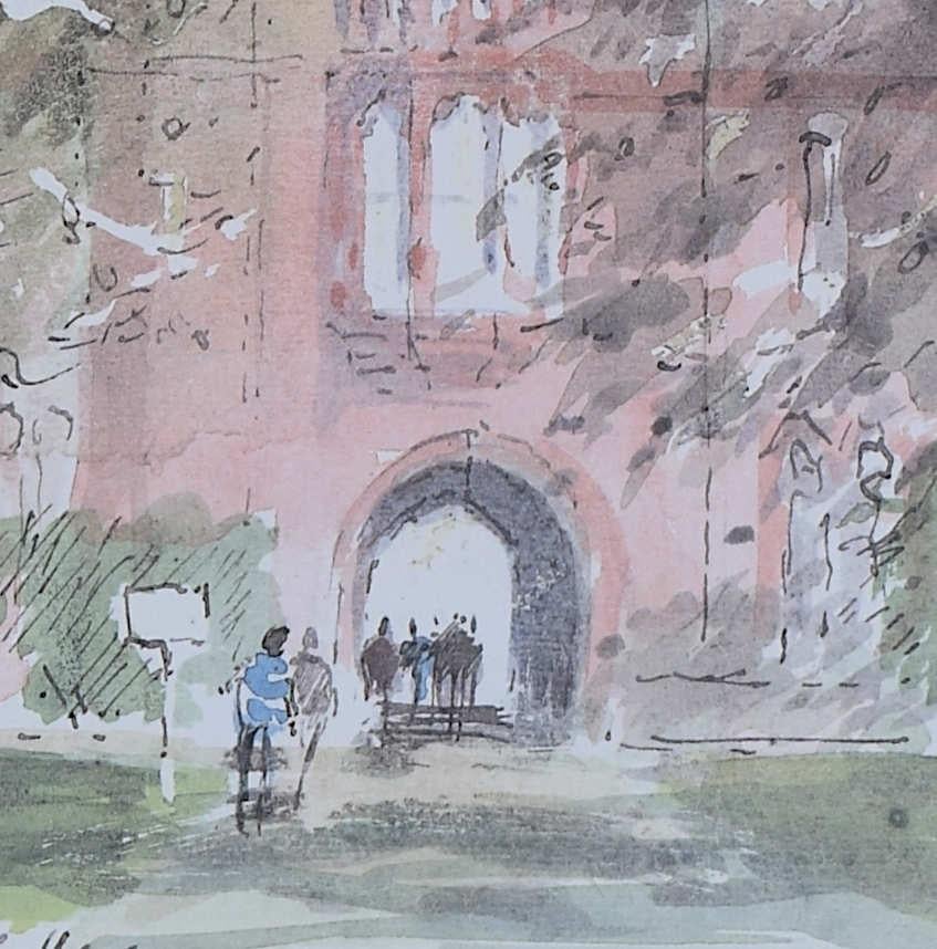 Girton College, Cambridge litografía de Hugh Casson en venta 1