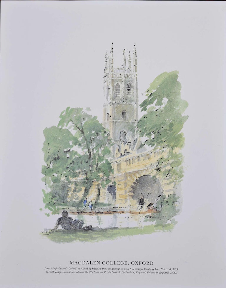 Hugh Casson Magdalen College Oxford University Print  - Gray Landscape Print by Hugh Casson
