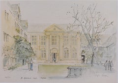 Hugh Casson St Edmund Hall, Oxford impresión firmada de edición limitada