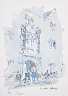 Lithographie du Merton College, Oxford par Hugh Casson