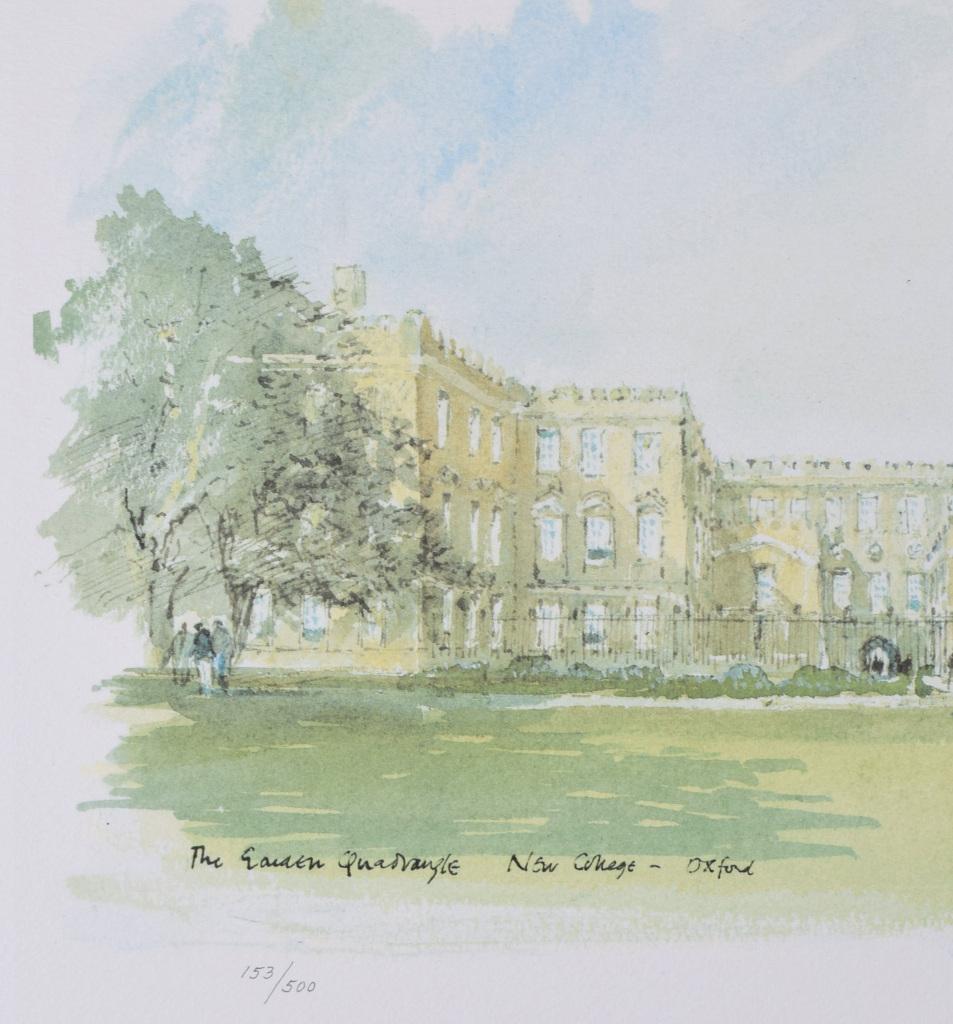 New College, Oxford Garden Quad Lithographie von Hugh Casson im Angebot 1