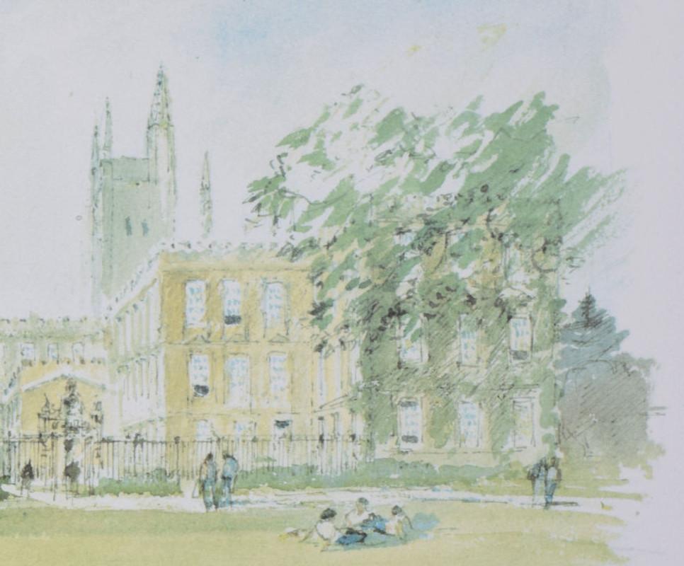New College, Oxford Garden Quad lithograph by Hugh Casson For Sale 1