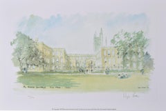 Lithographie du New College, Oxford Garden Quad par Hugh Casson