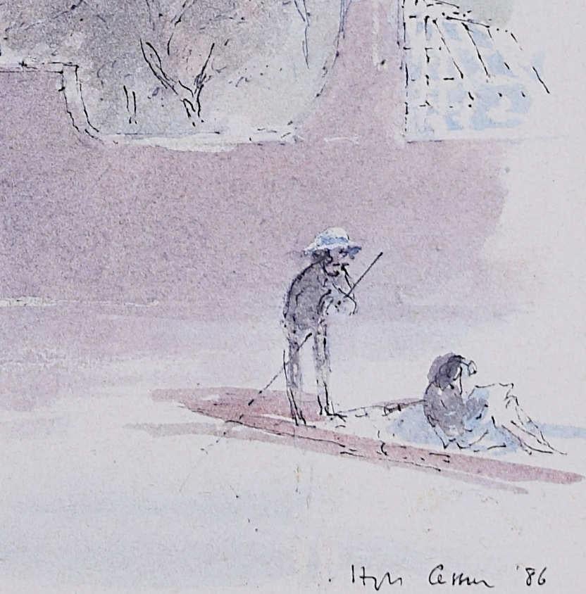 St John's College, Cambridge, litografía de Hugh Casson 1