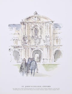 Vintage St John's College, Oxford lithograph by Hugh Casson