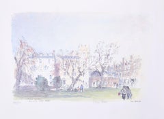 University College, Oxford Fellows' Garden lithograph by Hugh Casson