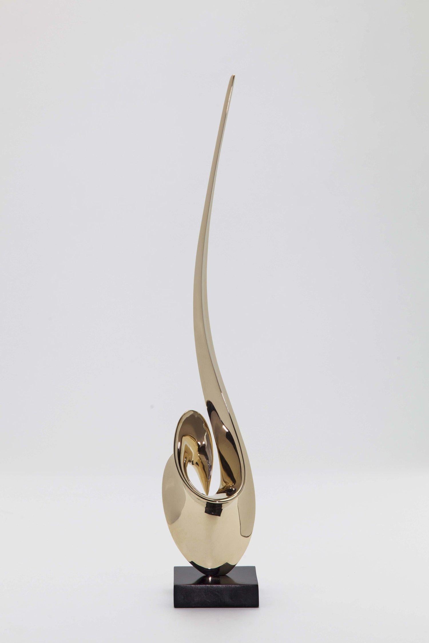 Unfurling Maquette - Gold Abstract Sculpture by Hugh Chapman