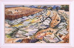 British 20th Century oil painting 'Harvest on the Causse' by Hugh Cronin