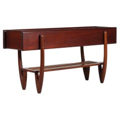 Huge Danish Planter in Kai Kristiansen style of Teak, Oak and Cane 1950s