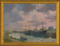 Hugh Edward Ridge (1899-1976) – signiertes und gerahmtes Ölgemälde,tuary Sunset