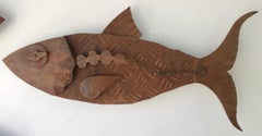 Sculpture murale en acier récupéré forgé à la main « Alubulidae 3 » avec poissons