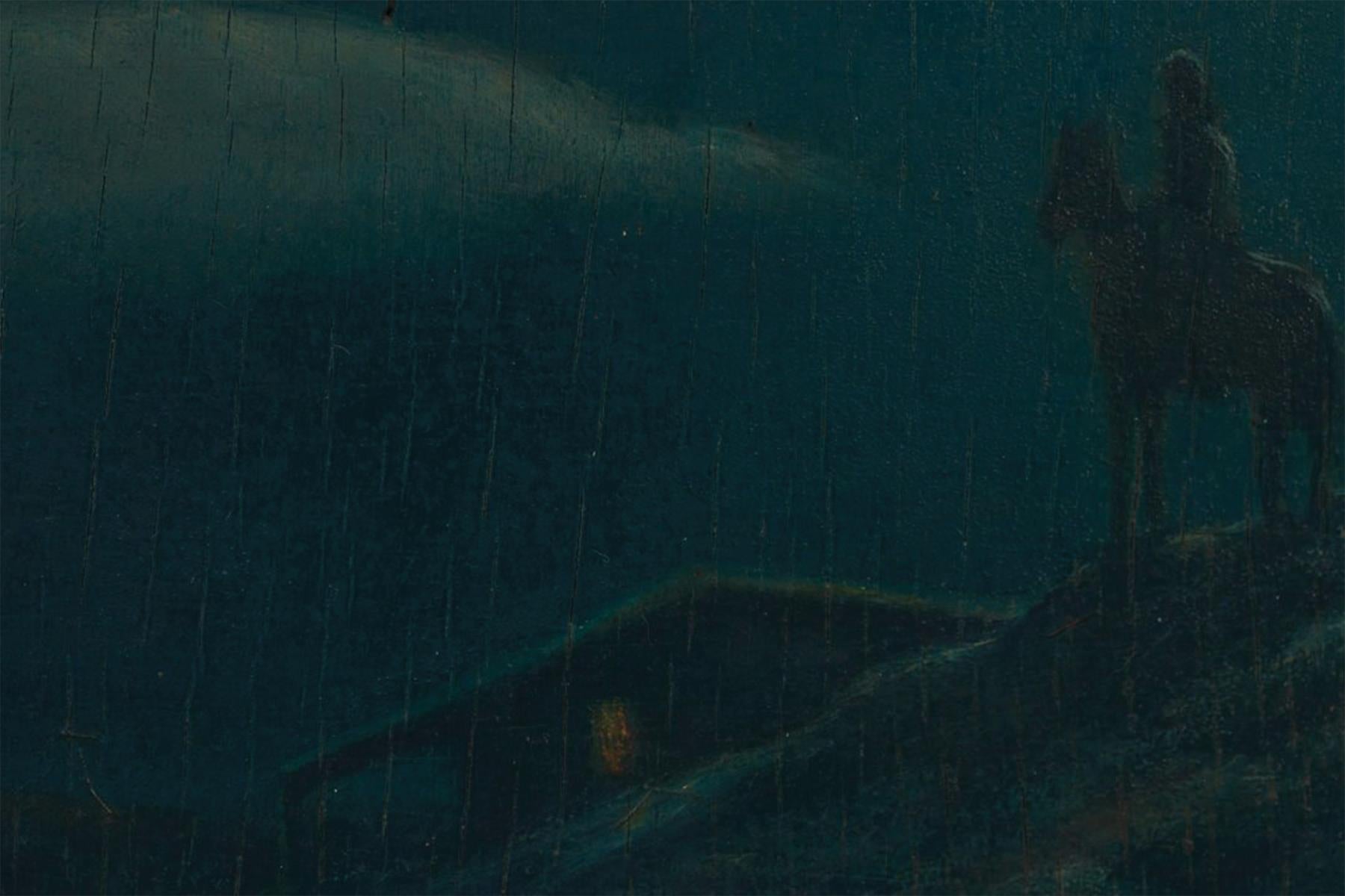 Night Riders, paesaggio surrealista della metà del XX secolo con cavallo e cavalieri in vendita 1