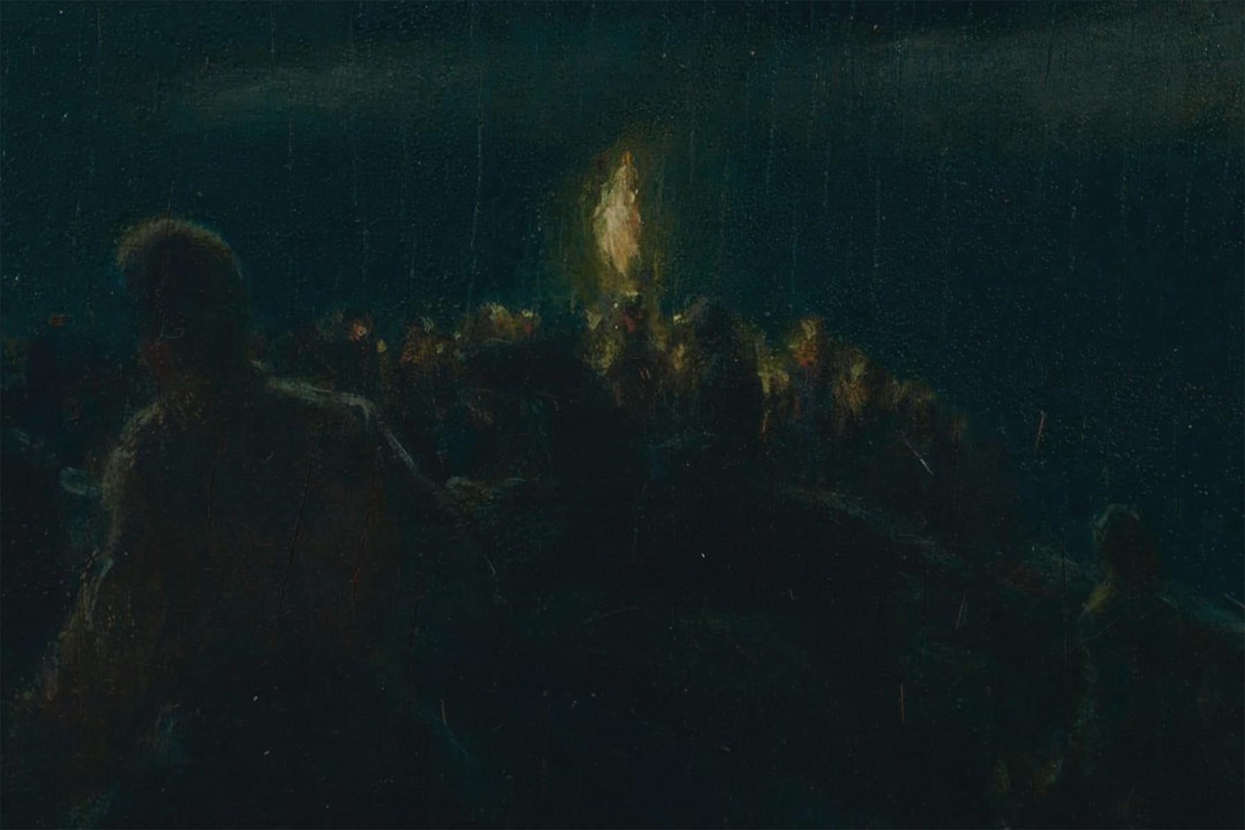 Night Riders, paesaggio surrealista della metà del XX secolo con cavallo e cavalieri in vendita 2