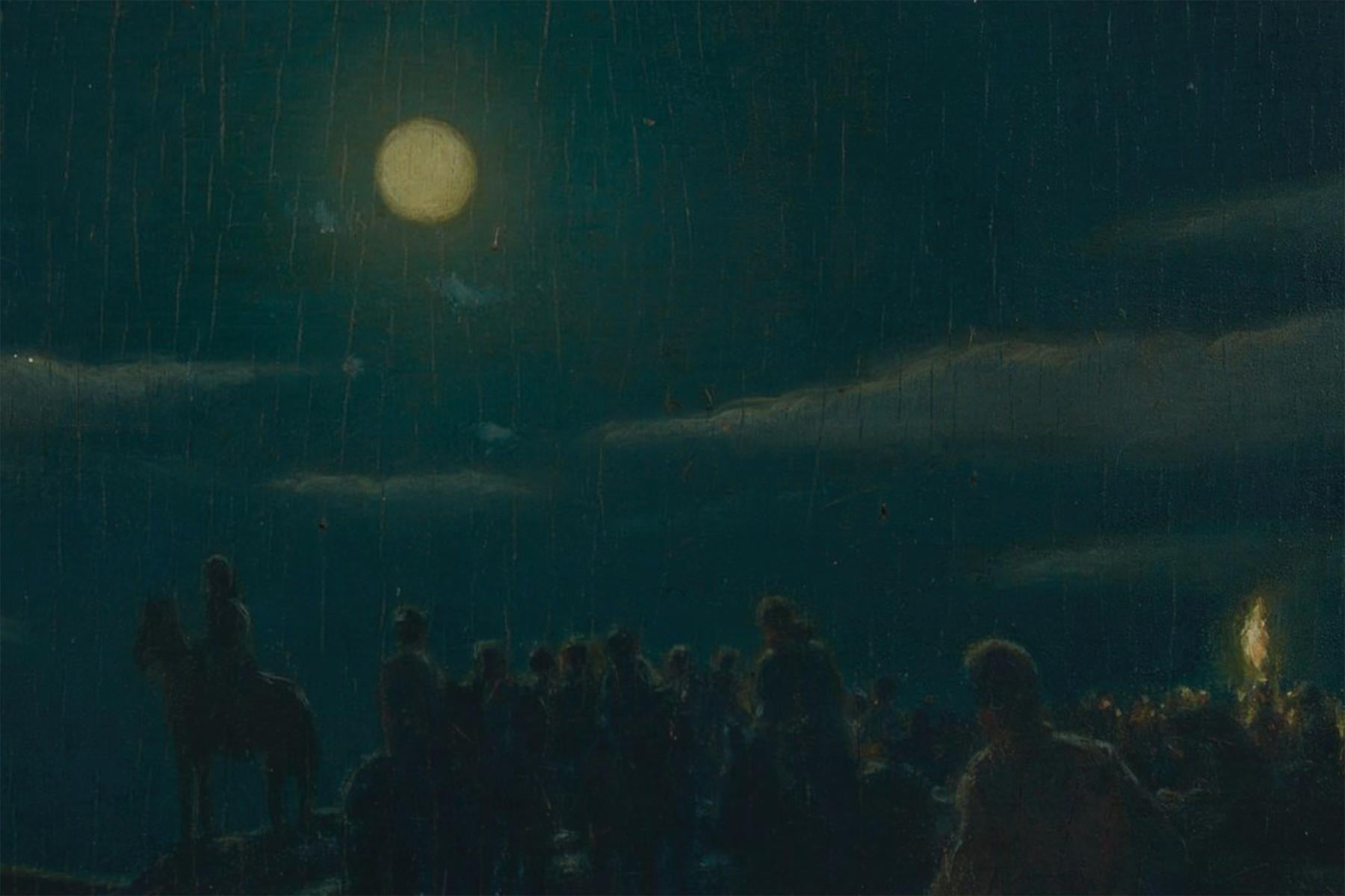 Night Riders, paesaggio surrealista della metà del XX secolo con cavallo e cavalieri in vendita 3