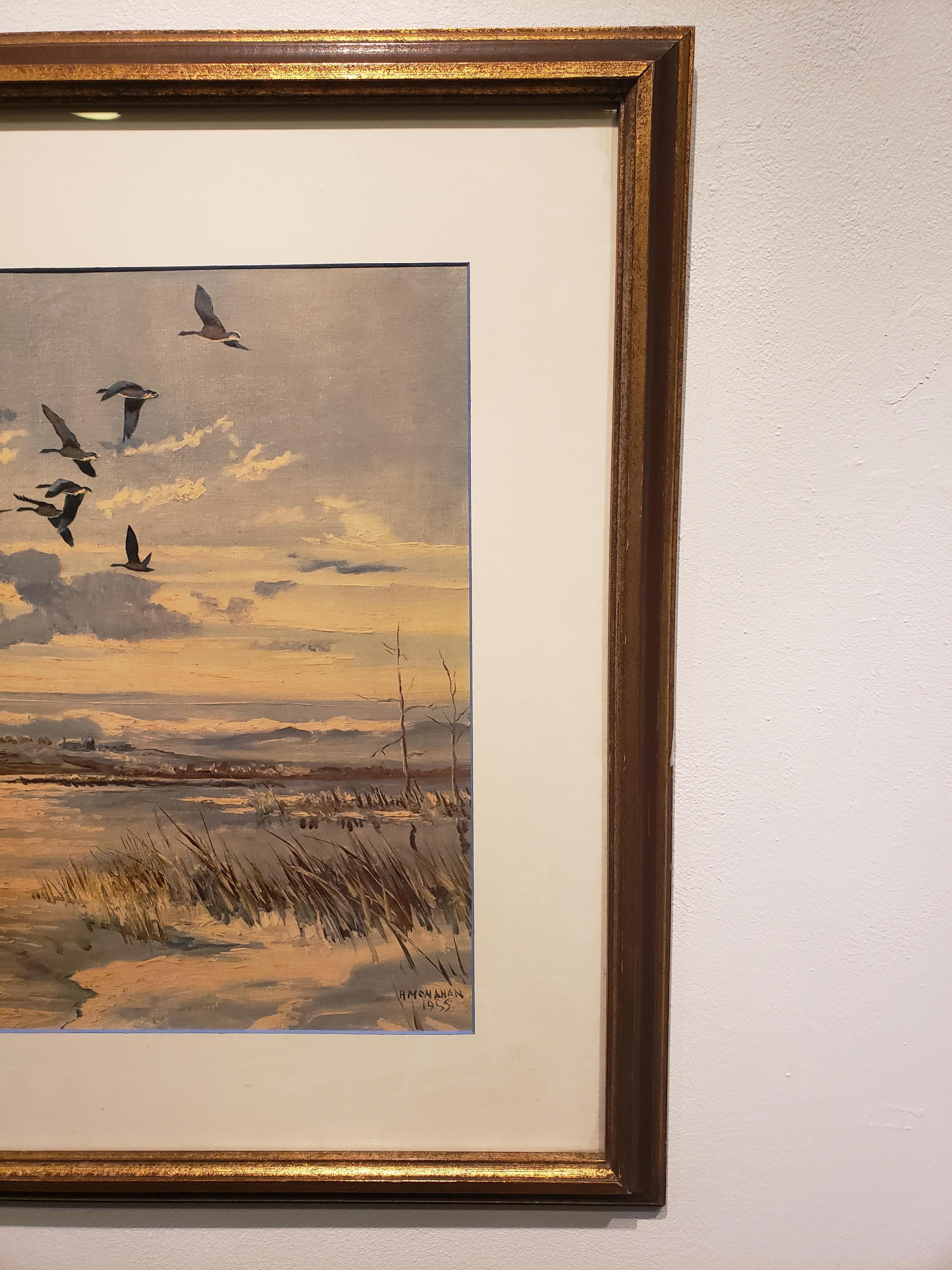 Sportkunst-Kunstwerke – Vogel im Flug (Grau), Landscape Art, von Hugh Monahan