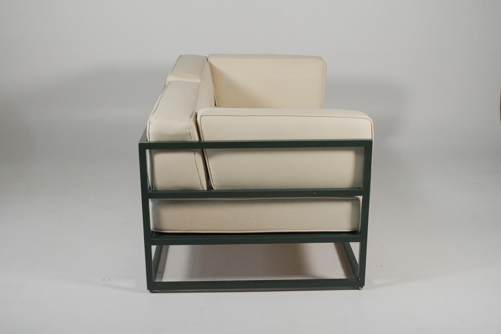 Industrial Hugh Newell Jacobsen Custom Made Love Seats, Original Green Enameled Steel