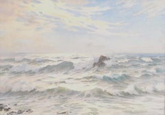 Seascape - Antique English St. Ives Impressionist Waves Sea Marine Oil Painting