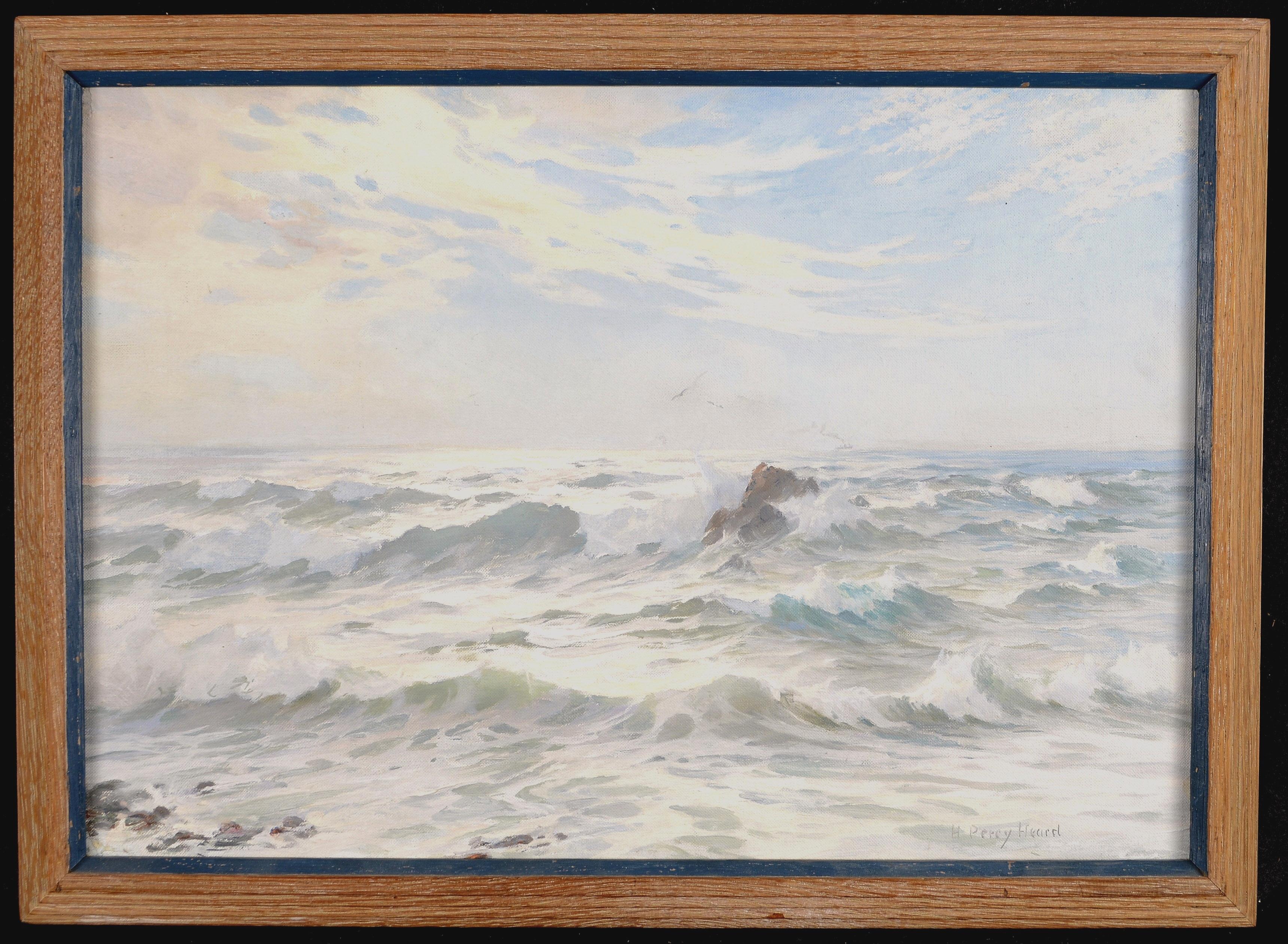 Seascape - Antique English St. Ives Impressionist Waves Sea Marine Oil Painting