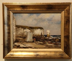 Antique Oil Painting by Hugh Shearwin Hemsley "Favourite Bathing Spot" 