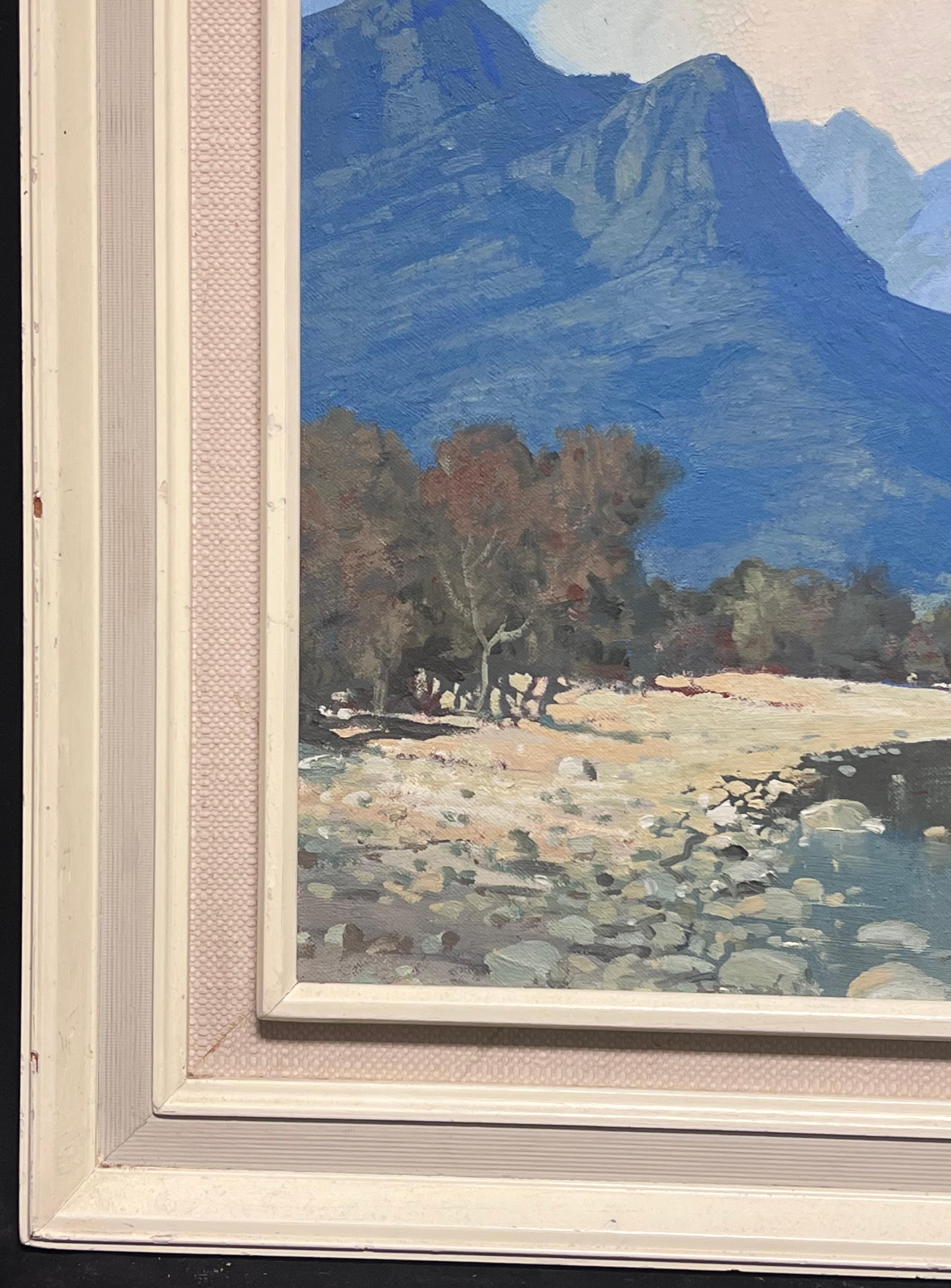 Mitte des 20. Jahrhunderts südafrikanische Blue Mountain River Landschaft Ölgemälde im Angebot 2