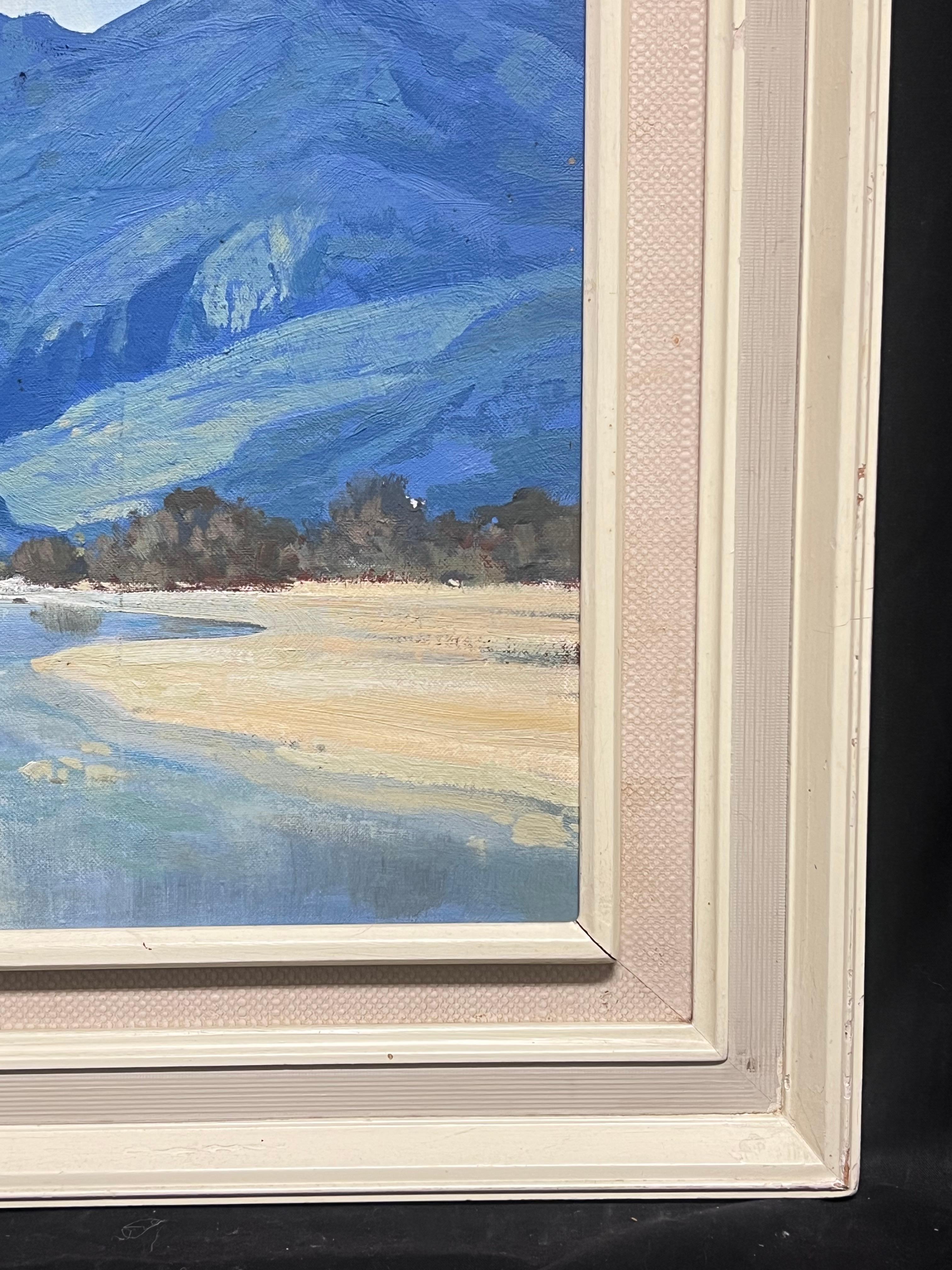 Mitte des 20. Jahrhunderts südafrikanische Blue Mountain River Landschaft Ölgemälde im Angebot 4