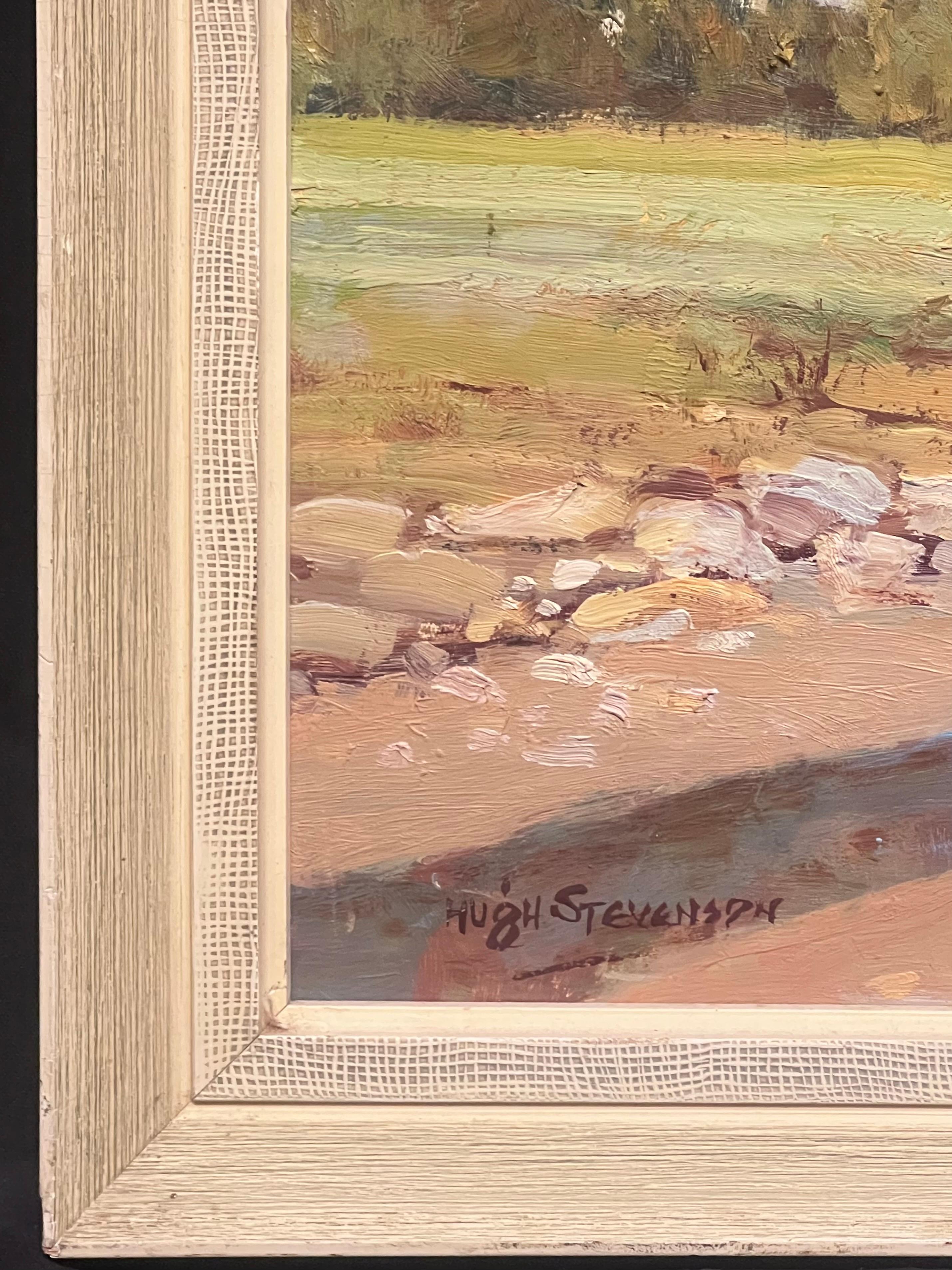 Mid 20th Century South African River Landscape Oil Painting Dramatic Mountains For Sale 5