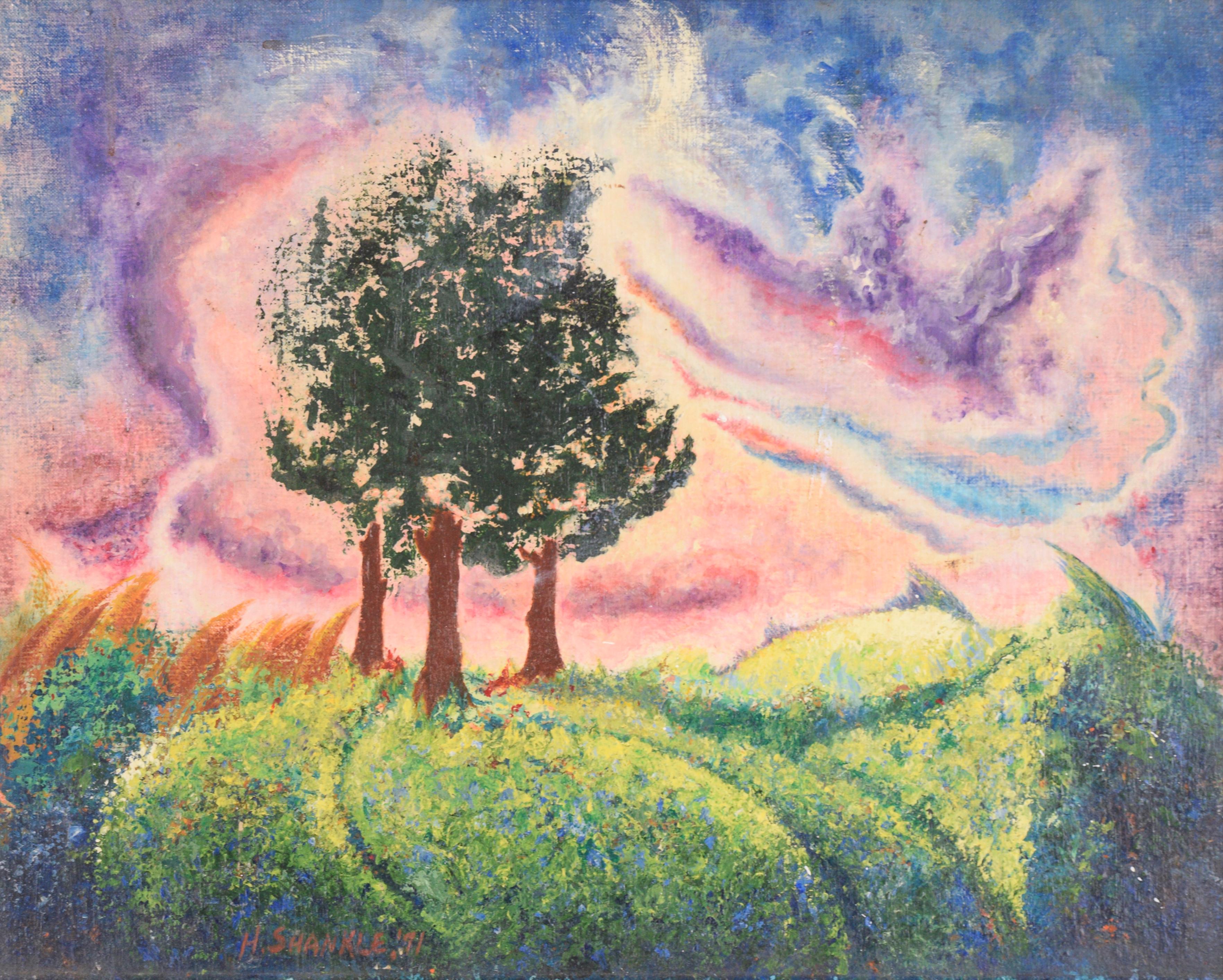 Visionary Mystical Landscape Mississippi Artist - Painting by Hugh W. Shankle