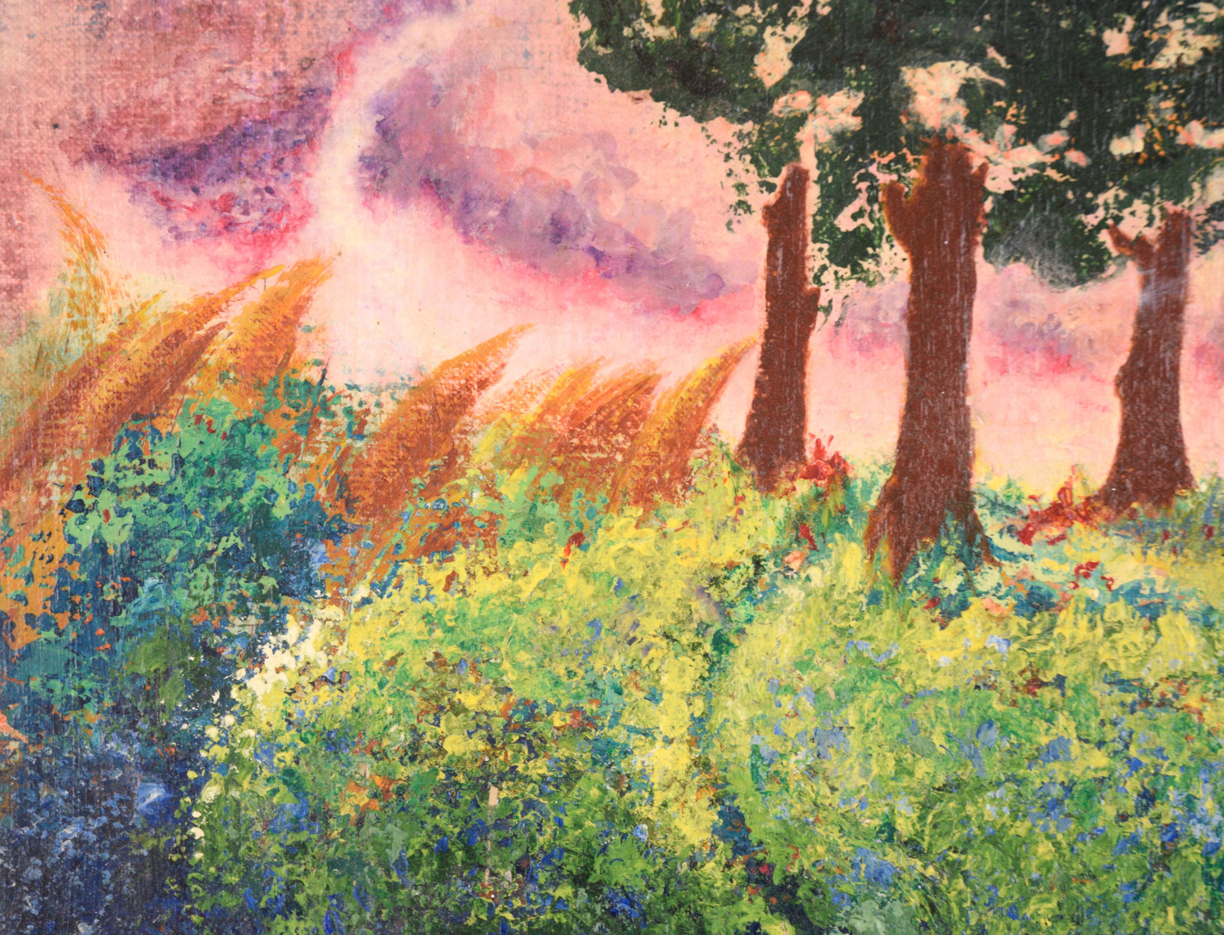 Visionary Mystical Landscape Mississippi Artist - Gray Landscape Painting by Hugh W. Shankle