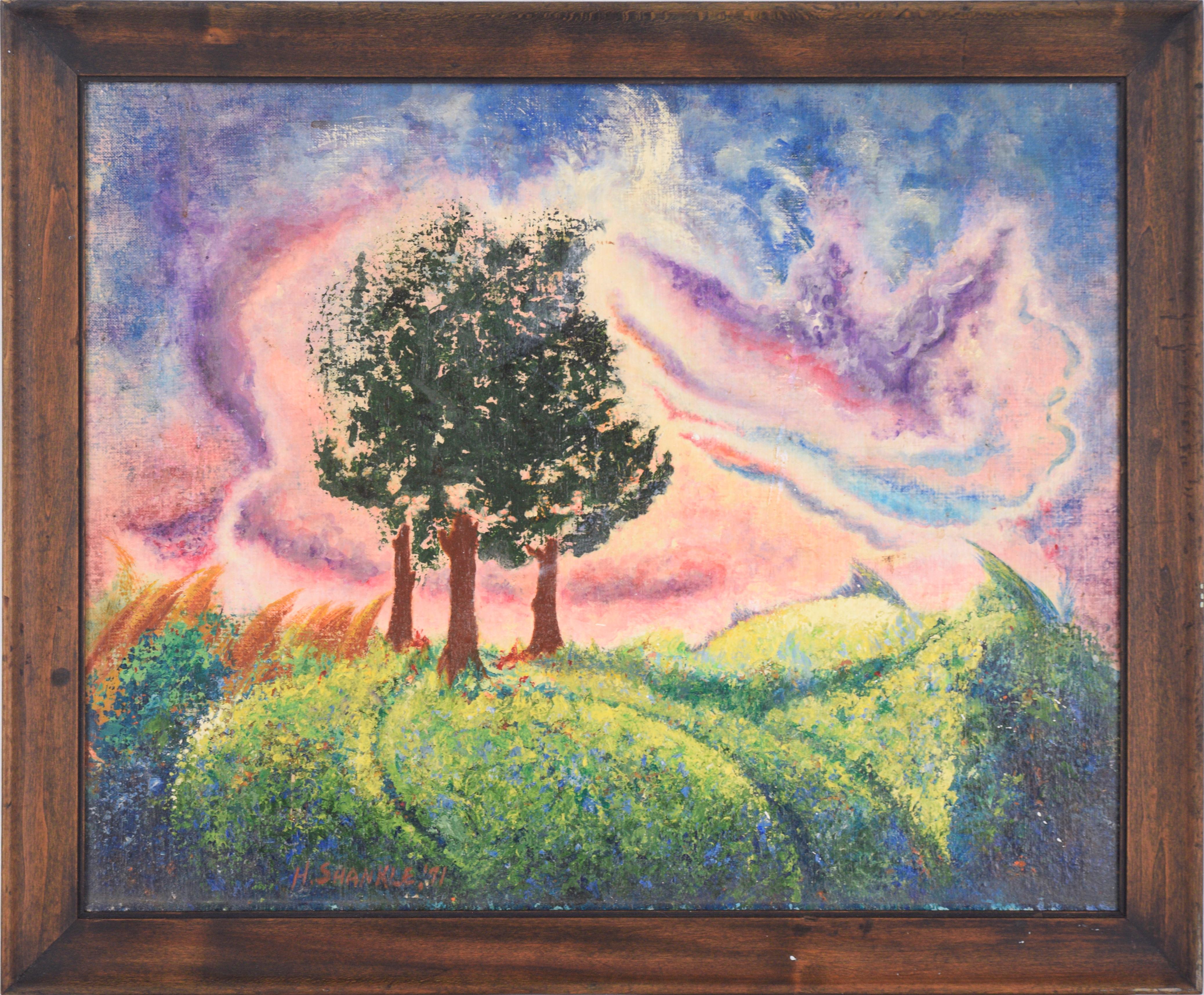 Hugh W. Shankle Landscape Painting - Visionary Mystical Landscape Mississippi Artist