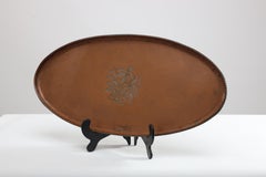 Hugh Wallis. An Arts & Crafts oval copper tray with rope twist edge