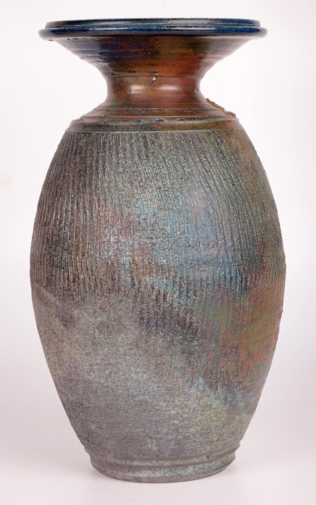 Hugh West Large Raku Glazed Studio Pottery Anniversary Vase  For Sale 4