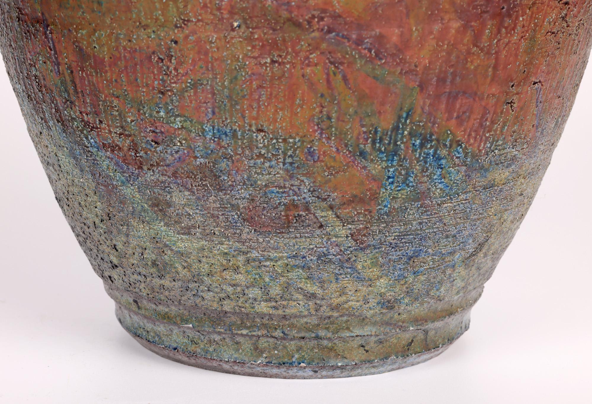 Hugh West Large Raku Glazed Studio Pottery Anniversary Vase  For Sale 9