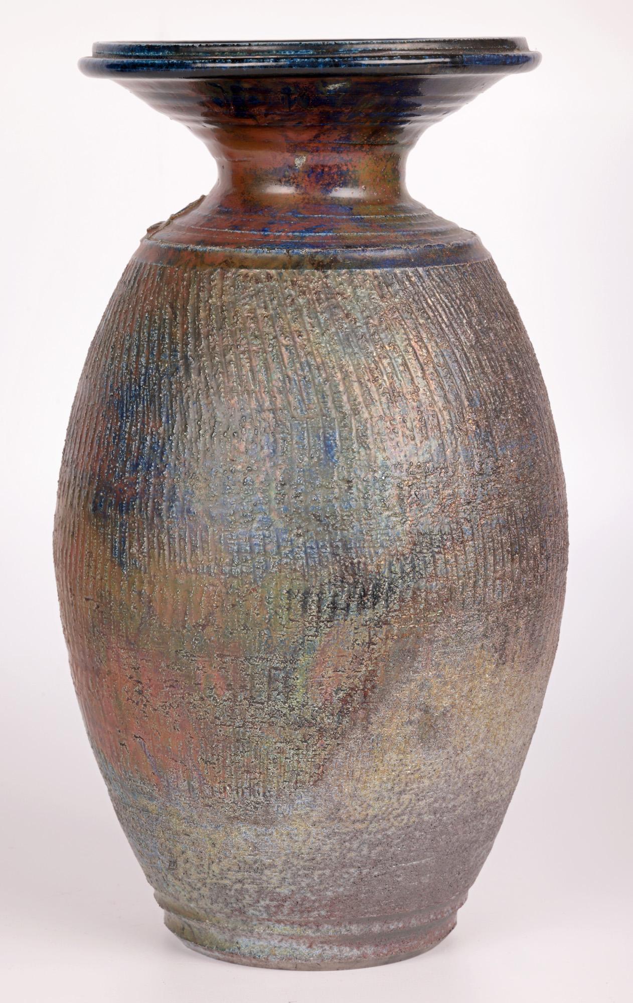 Hugh West Large Raku Glazed Studio Pottery Anniversary Vase  For Sale 10