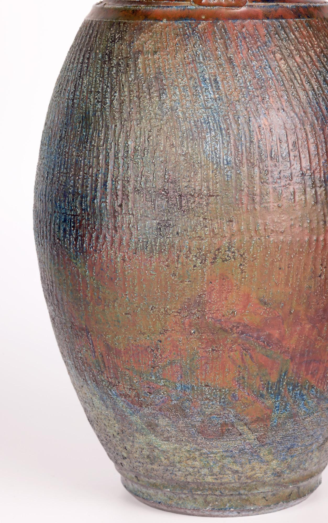 Hugh West Large Raku Glazed Studio Pottery Anniversary Vase  For Sale 12