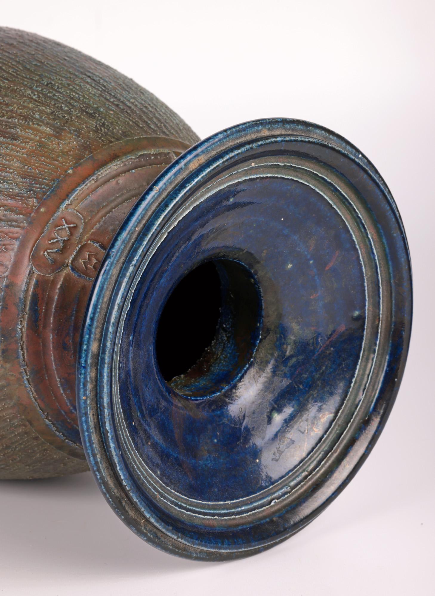 Hugh West Large Raku Glazed Studio Pottery Anniversary Vase  For Sale 2