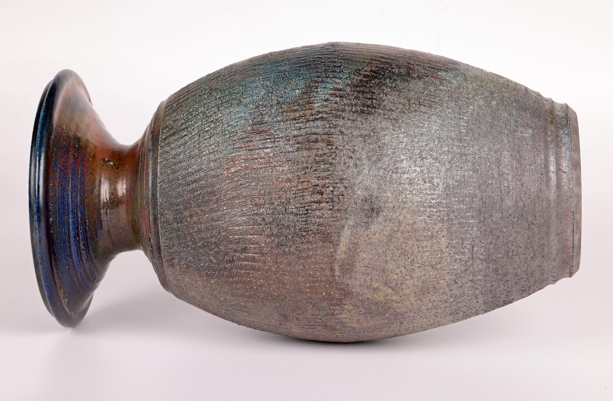 Hugh West Large Raku Glazed Studio Pottery Anniversary Vase  For Sale 3