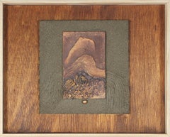 1995 Mixed Media Sculptural Painting in Metallic Paint & Cement